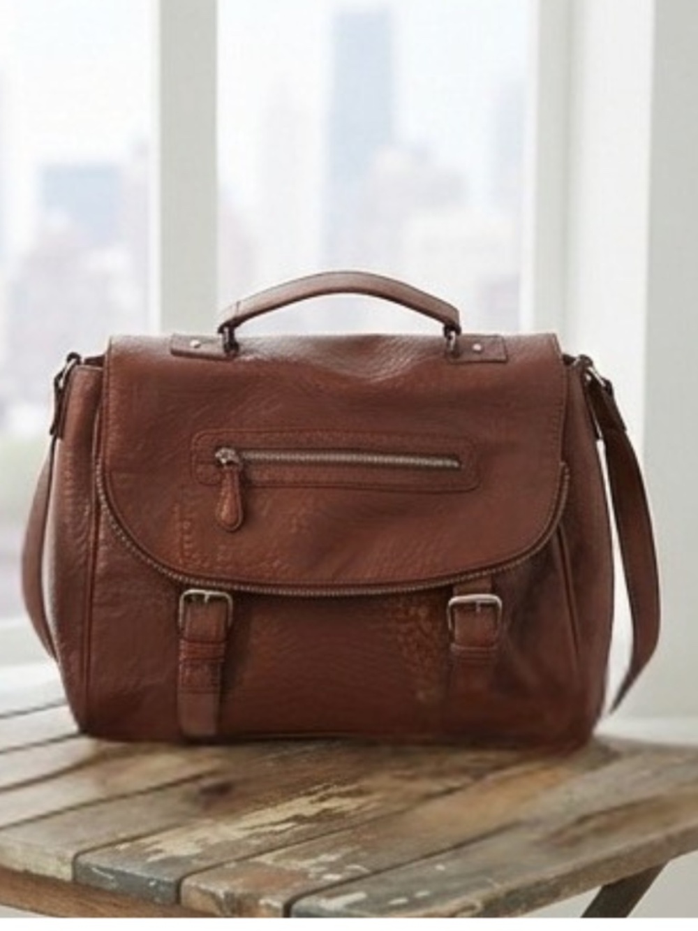 Casual Brown Faux Leather Satchel/Crossbody Bag